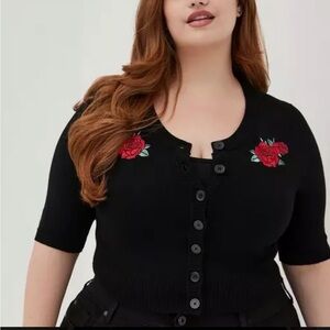 Torrid Retro Rose Embroidered Cardigan NWT